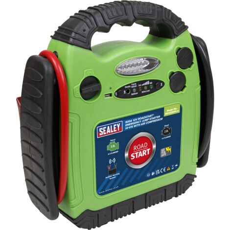 Sealey RS1322HV RoadStart 12V Emergency Jump Starter with Air Compressor 900 Peak Amps