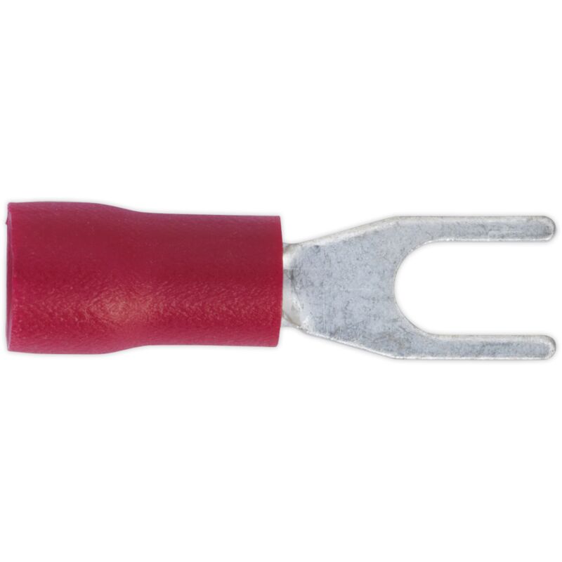 RT13 Easy-Entry Fork Terminal Ø3.7mm (4BA) Red Pack of 100 - Sealey