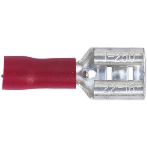 Sealey RT21 Push-On Female Terminal 6.3mm, Red - Pack of 100