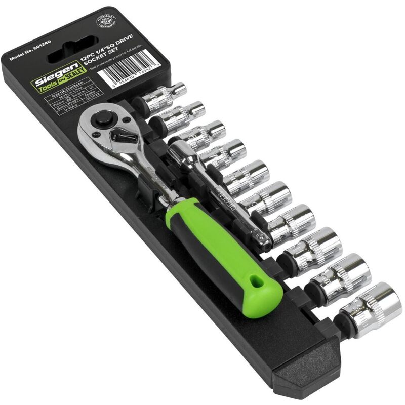 S01240 Siegen Socket Set 1/4'Sq Drive 12pc - Sealey