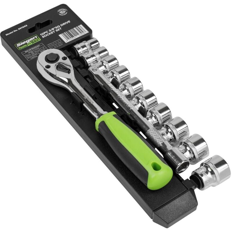 S01242 Siegen Socket Set 3/8'Sq Drive 12pc - Sealey