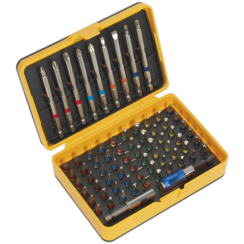 S01038 Power Tool Bit Set 71pc Colour-Coded S2 - Sealey