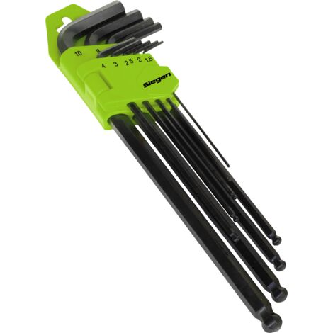 Sealey S01094 Siegen Extra-Long Ball-End Hex Key Set 9pc