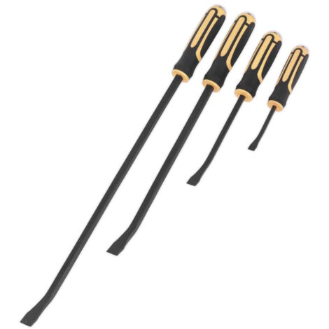 Sealey S01138 Angled Pry Bar Set With Hammer Cap Heavy-Duty 4pc