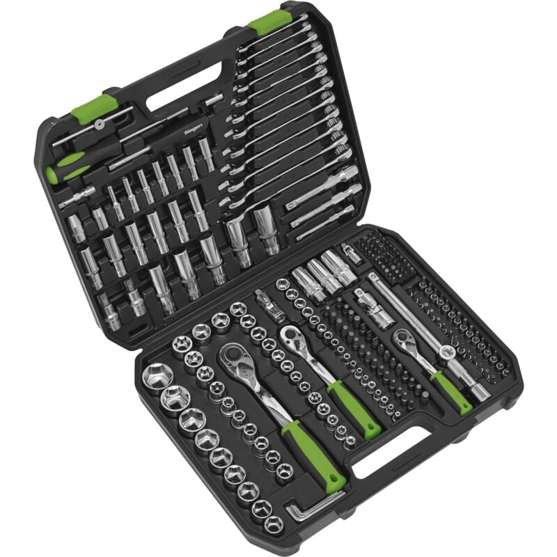 S01212 Siegen Socket Set 1/4', 3/8' & 1/2'Sq Drive 219pc - Sealey