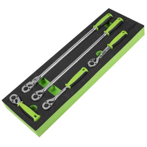 Sealey S01230 - Ratchet Wrench Set 5pc 3/8"Sq Drive Flip Reverse Hi-Viz Green