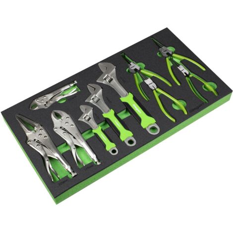 Sealey S01278 Siegen Adjustable Wrench & Pliers Set with Tool Tray 10pc