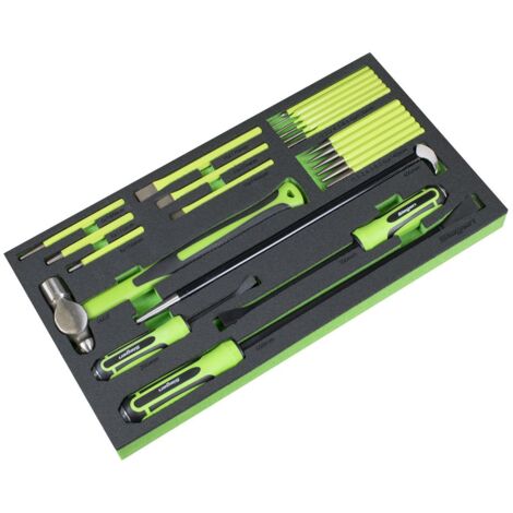 Sealey S01279 Siegen Pry Bar, Hammer & Punch Set with Tool Tray 23pc