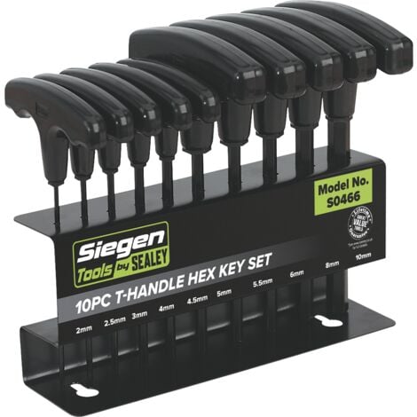 Sealey S0466 Siegen T-Handle Hex Key Set 10pc