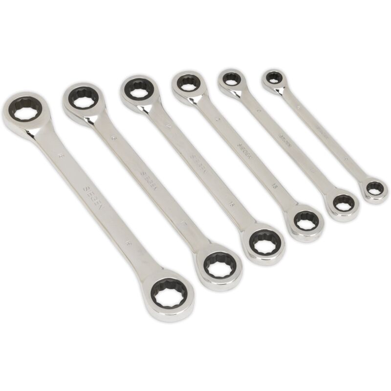 S0636 Double End Ratchet Ring Spanner Set 6pc Metric - Sealey