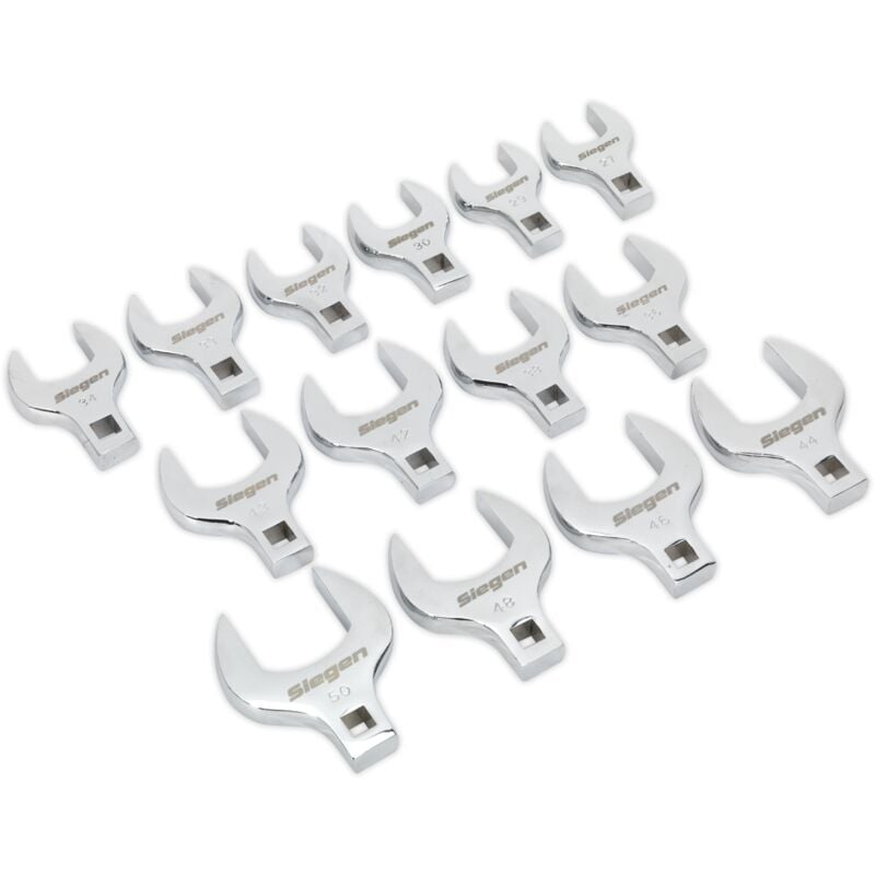S01109 Siegen Crow's Foot Open End Spanner Set 1/2'Sq Drive 14pc - Sealey