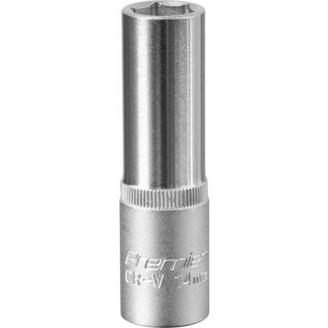 Sealey – Premier deep socket 1/2"Sq drive 14mm – Cold-forged Chrome Vanadium steel – Hardened for strength – WallDrive® configuration