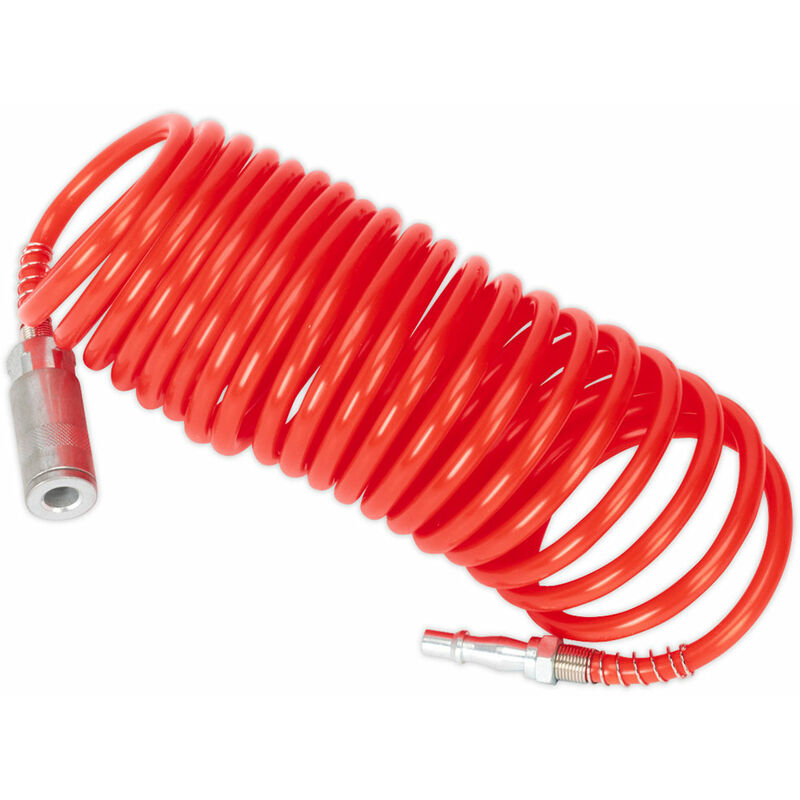 SA305 pe Coiled Air Hose 5m x Ø5mm with Couplings - Sealey