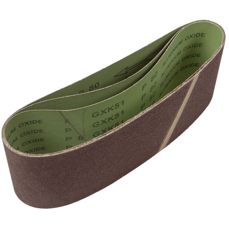 CB16180/3 100 x 610mm Sanding Belt 80Grit - Pack of 3 - Sealey
