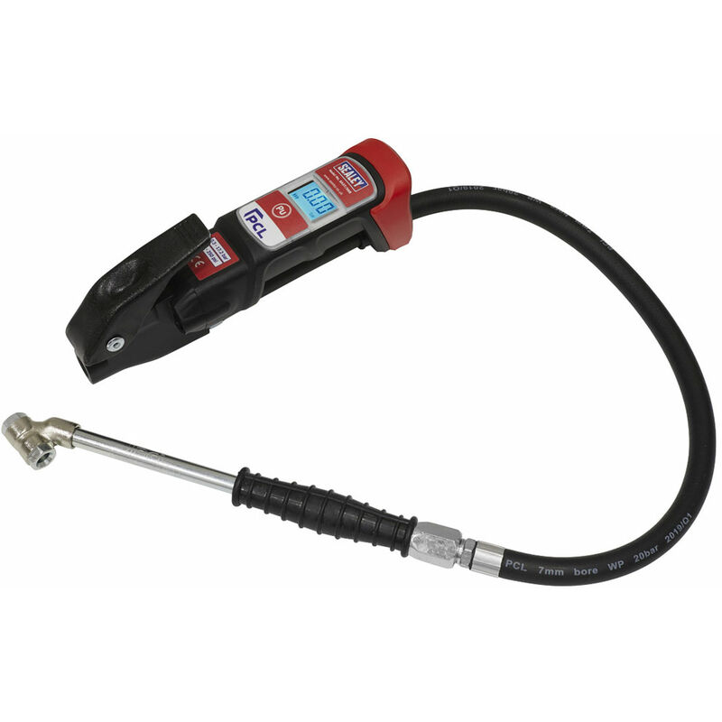 SA37/96B Premier Anodised Digital Tyre Inflator + Twin Push-On Connector - Sealey