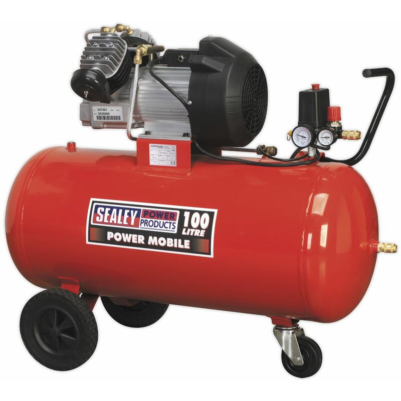 Air Compressor 100L v Twin Direct Drive 3hp SAC10030 - Sealey