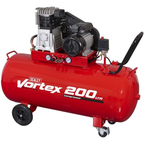 Sealey SAC1203B 200L Belt Drive Air Compressor with Cast Cylinders & Wheels 3.5hp