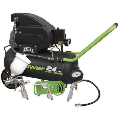 Sealey SAC2420EPK 24L Direct Drive Air Compressor 2hp with 4pc Air Accessory Kit