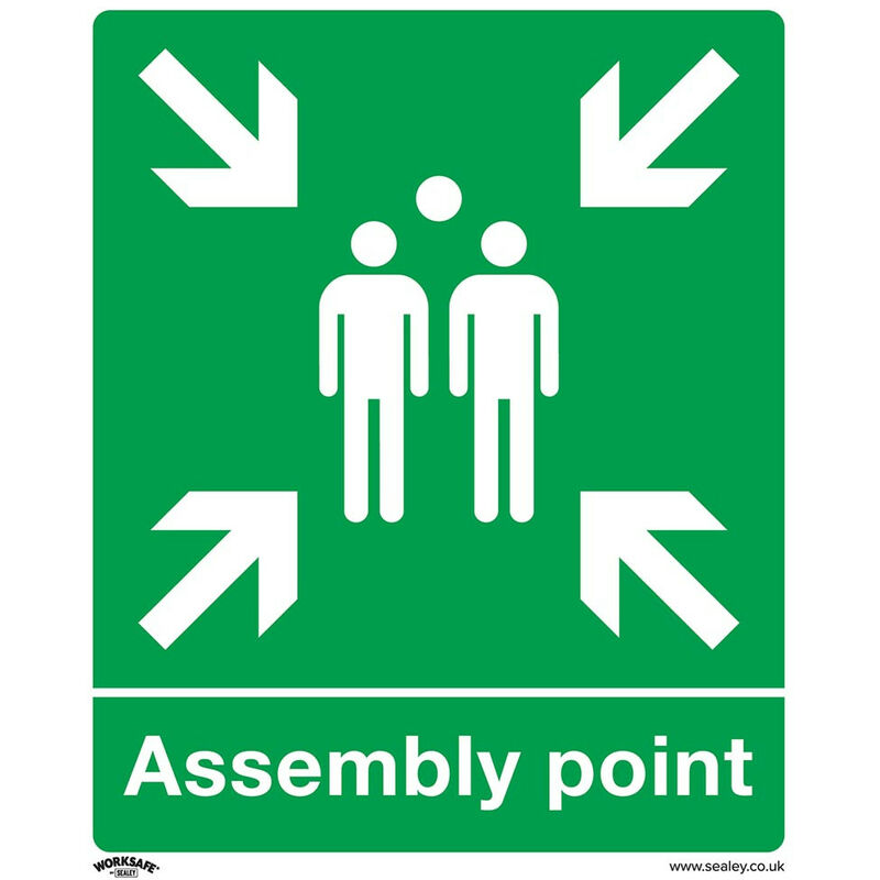 SS37P10 Safe Conditions Safety Sign - Assembly Point - Rigid Plastic - Pack of 10 - Sealey
