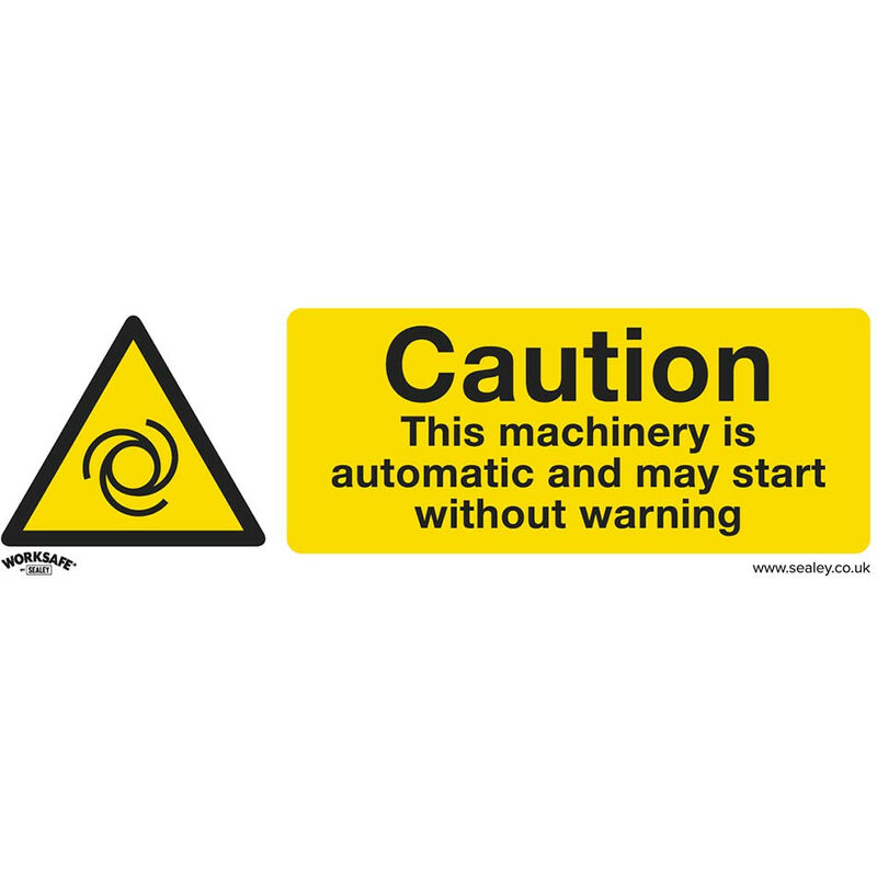 Sealey - SS47P10 Warning Safety Sign - Caution Automatic Machinery - Rigid Plastic - Pack of 10