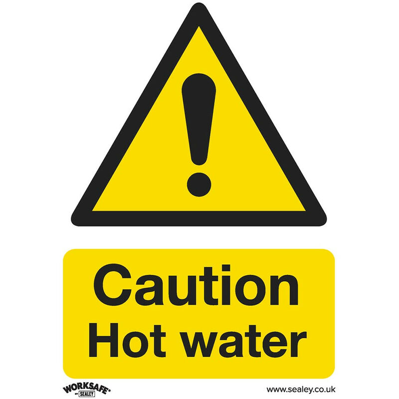 Sealey SS38V1 Warning Safety Sign - Caution Hot Water - Self-Adhesive Vinyl