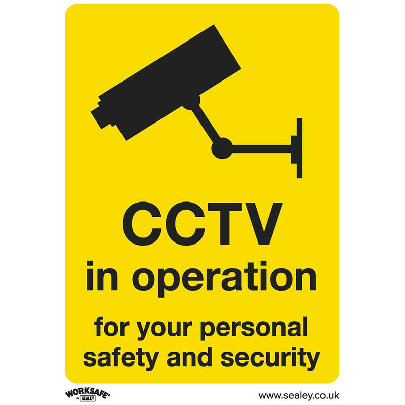 Sealey - SS40V10 Warning Safety Sign - CCTV - Self-Adhesive Vinyl - Pack of 10
