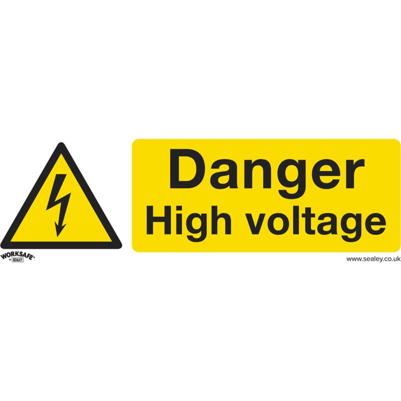 Sealey - Worksafe® Danger High Voltage Safety Sign, Self-Adhesive Vinyl - Pack of 10 SS48V10