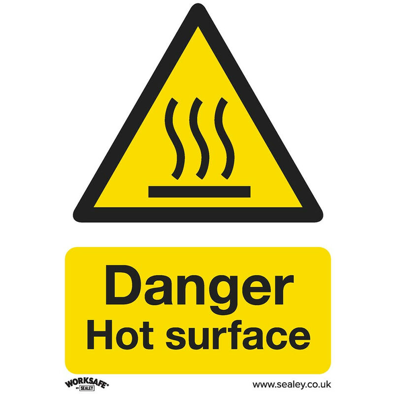 Sealey - SS42V10 Warning Safety Sign - Danger Hot Surface - Self-Adhesive Vinyl - Pack of 10