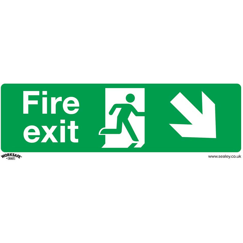 Sealey SS36P1 Safe Conditions Safety Sign - Fire Exit (Down Right) - Rigid Plastic