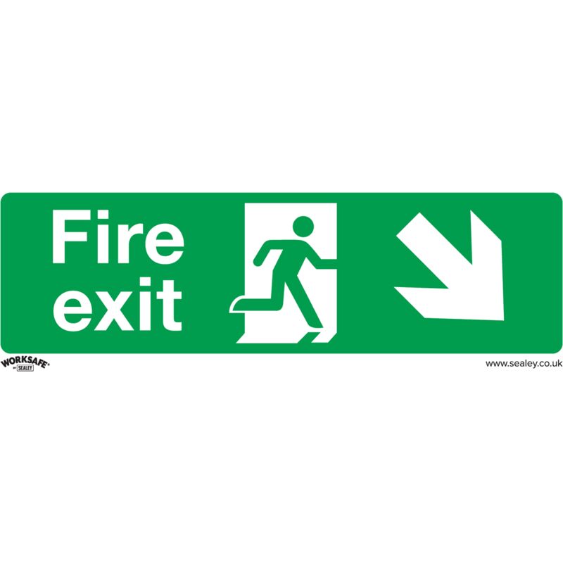 Sealey Safety Sign - Fire Exit (Down Right) - Self-Adhesive Vinyl
