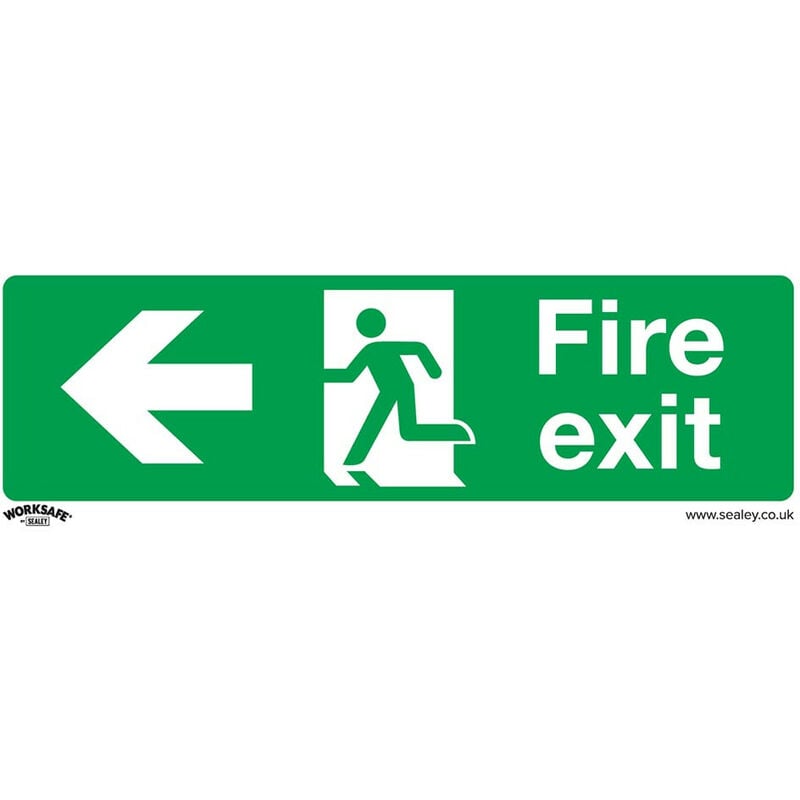 Sealey SS25P10 Safe Conditions Safety Sign - Fire Exit (Left) - Rigid Plastic - Pack of 10