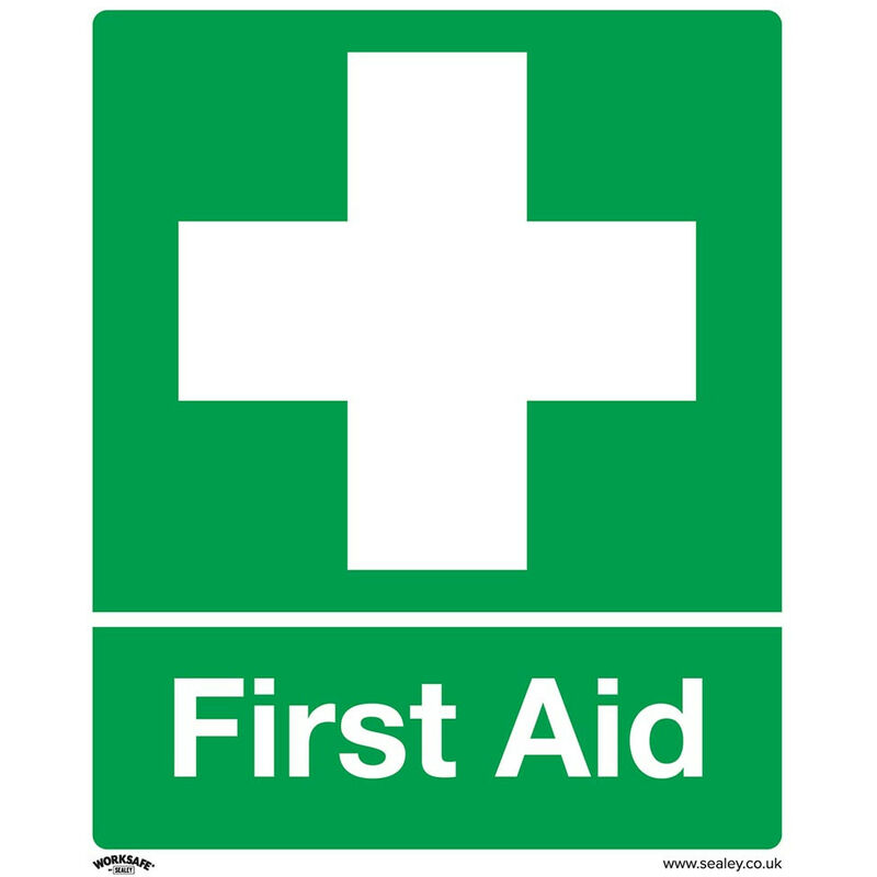 SS26V10 Safety Sign - First Aid - Self-Adhesive Vinyl - Pack of 10 - Sealey