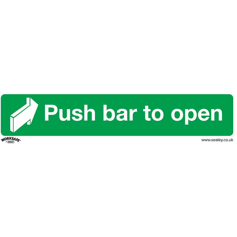 SS29P10 Safe Conditions Safety Sign - Push Bar To Open - Rigid Plastic - Pack of 10 - Sealey