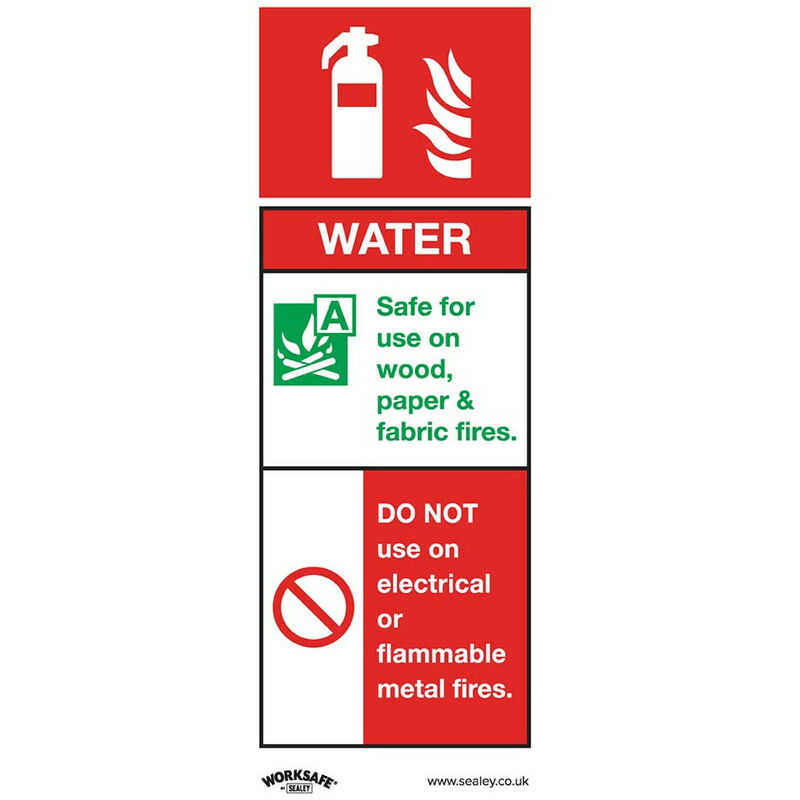 Sealey - SS27V10 Safe Conditions Safety Sign - Water Fire Extinguisher - Self-Adhesive Vinyl - Pack of 10