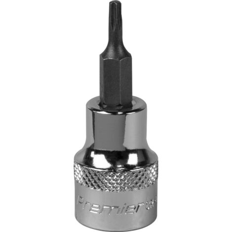 Sealey Premier TRX-Star socket bit 3/8"Sq drive T10 – SBT007 – Forged chrome vanadium steel – Knurled ring for extra grip
