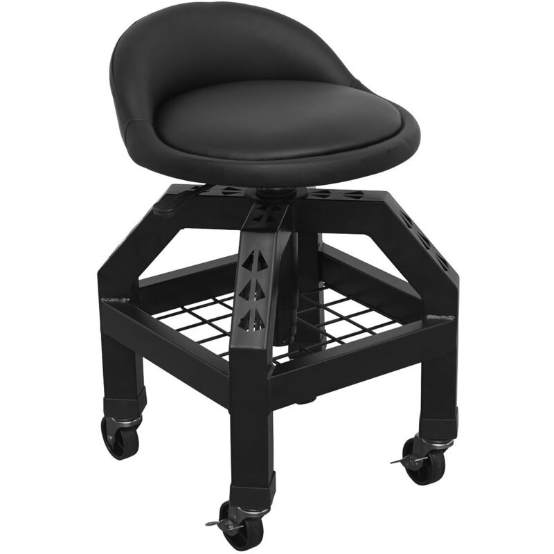 Sealey - SCR03B Premier Industrial Pneumatic Creeper Stool with Adjustable Height Swivel Seat & Back Rest