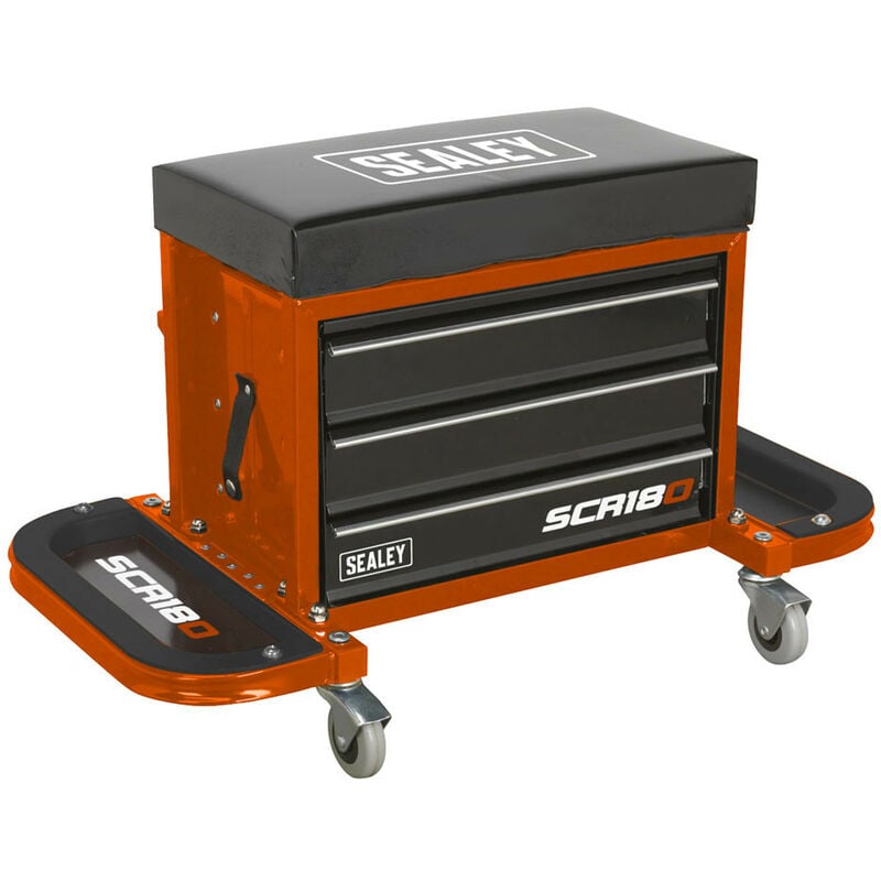 SCR18O Mechanic's Utility Seat & Toolbox - Orange - Sealey