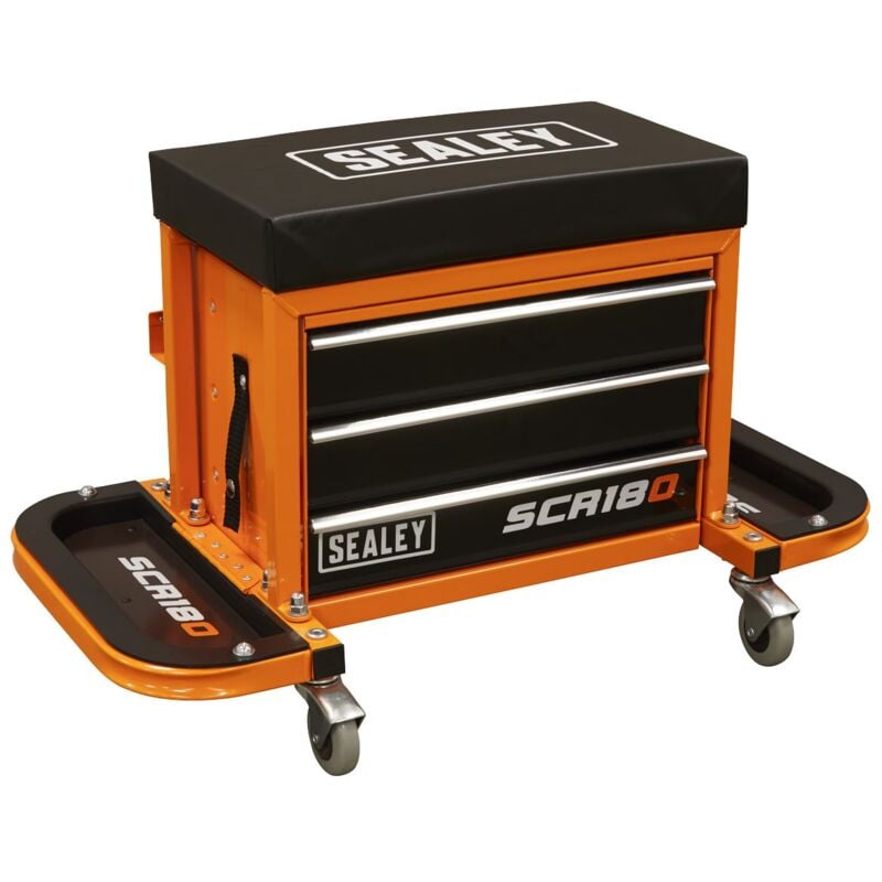 Mechanic's Utility Seat & Toolbox - Orange SCR18O - Sealey