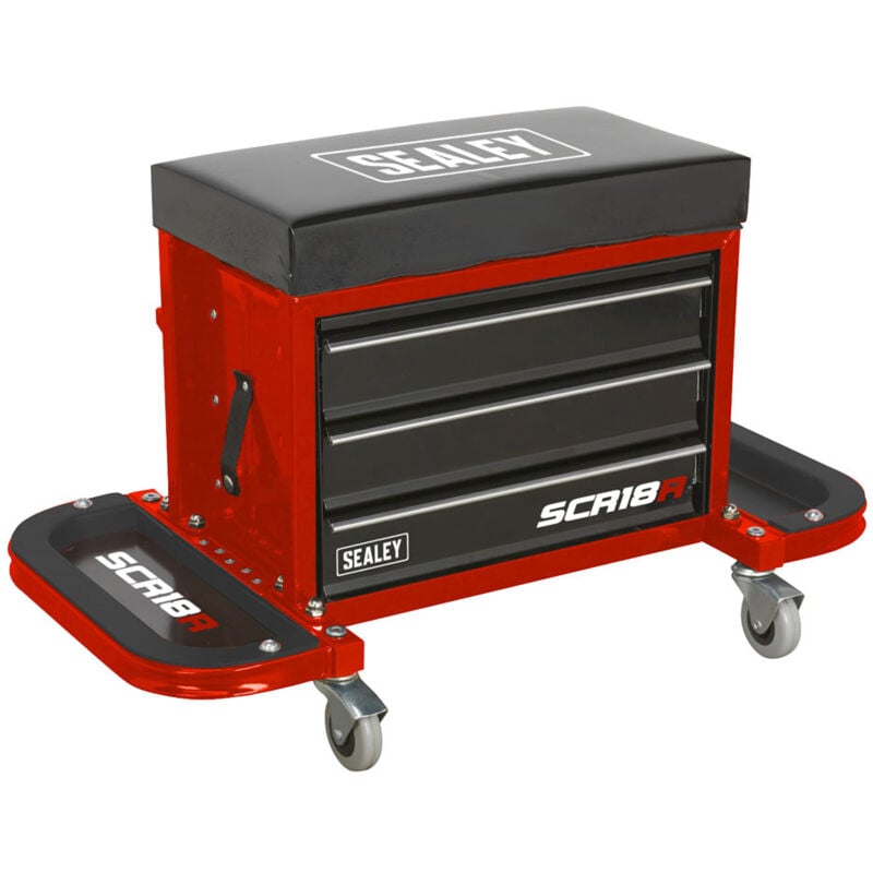 SCR18R Mechanic's Utility Seat & Toolbox - Red - Sealey