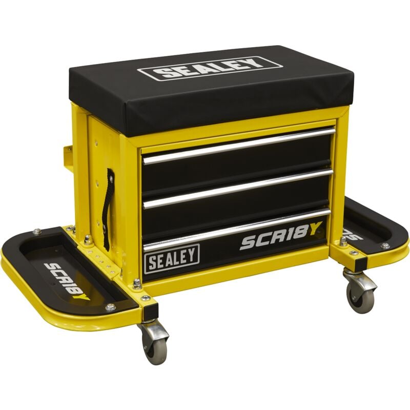 SCR18Y Mechanic's Utility Seat & Toolbox - Yellow - Sealey