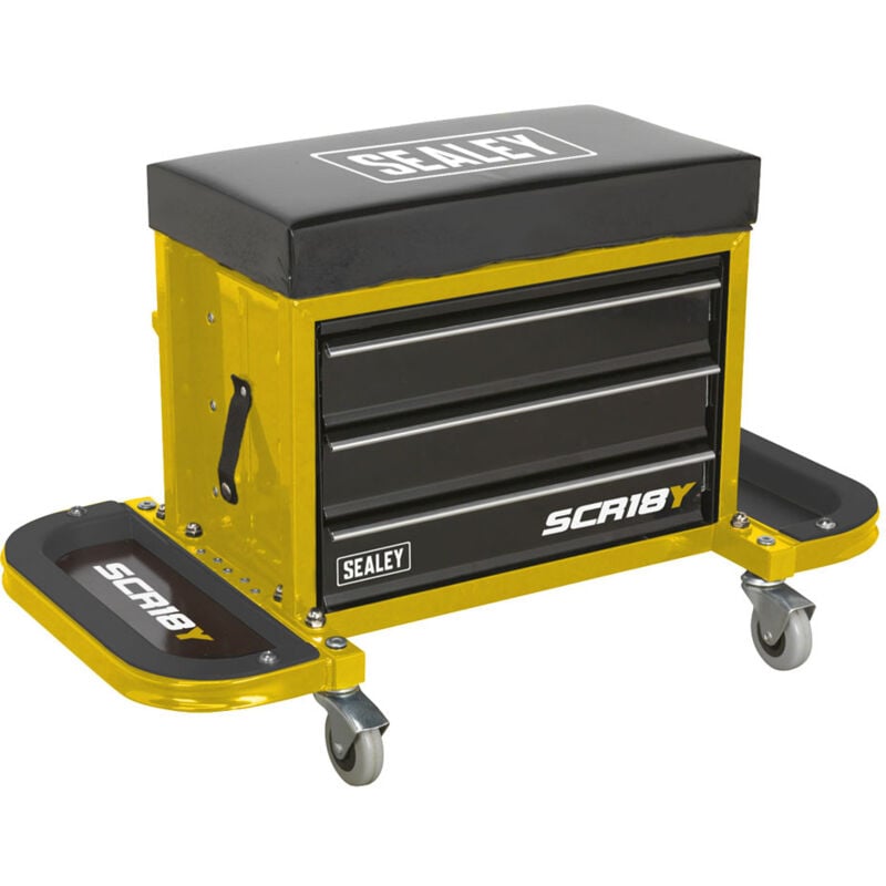 SCR18Y Mechanic's Utility Seat & Toolbox - Yellow - Sealey
