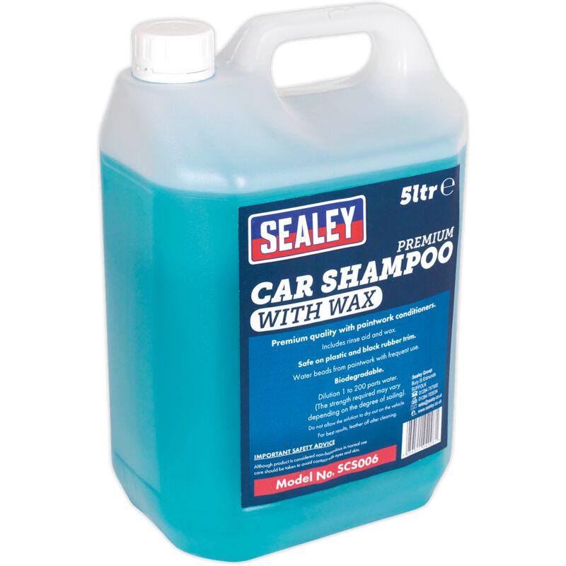 SCS006 Car Shampoo Premium with Wax 5ltr - Sealey