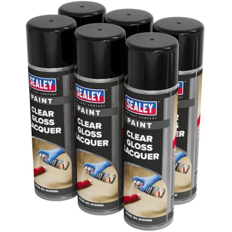 Sealey SCS065 Gloss Lacquer 500ml, Clear - Pack of 6