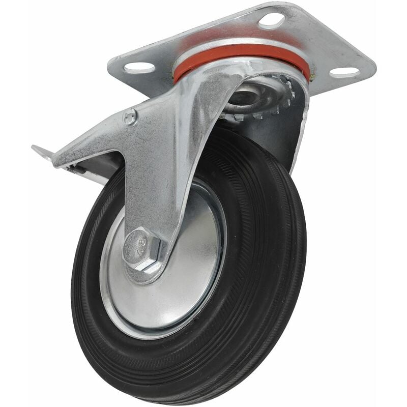 Sealey - Castor Wheel Swivel Plate with Brake �125mm SCW1125SPL