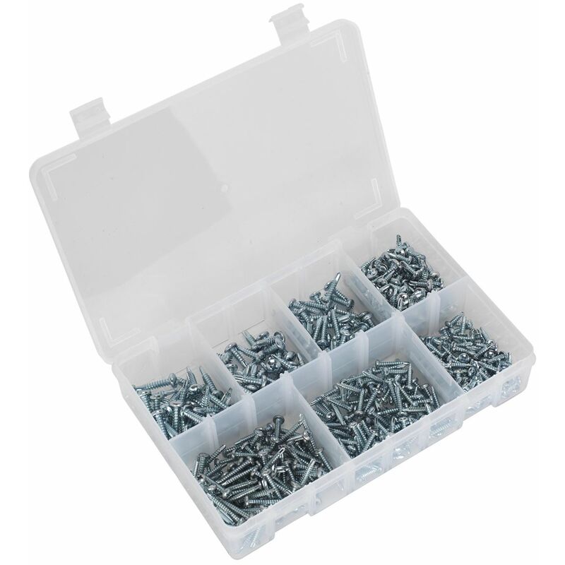 Sealey - Self-Drilling Screw Assortment 500pc Pan Head Phillips Zinc AB060SDS