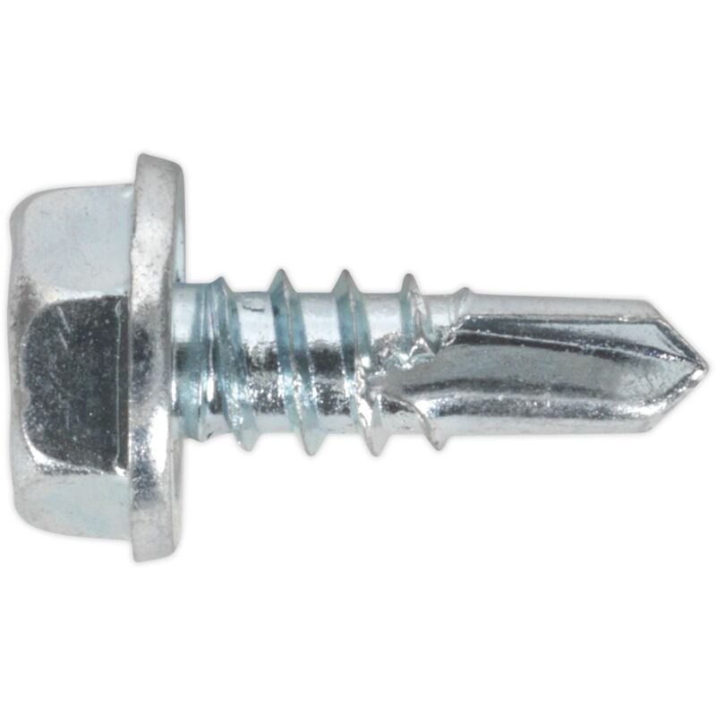 SDHX4813 Zinc Plated Self-Drilling Hex Head Screw 4.8 x 13mm - Pack of 100 - Sealey