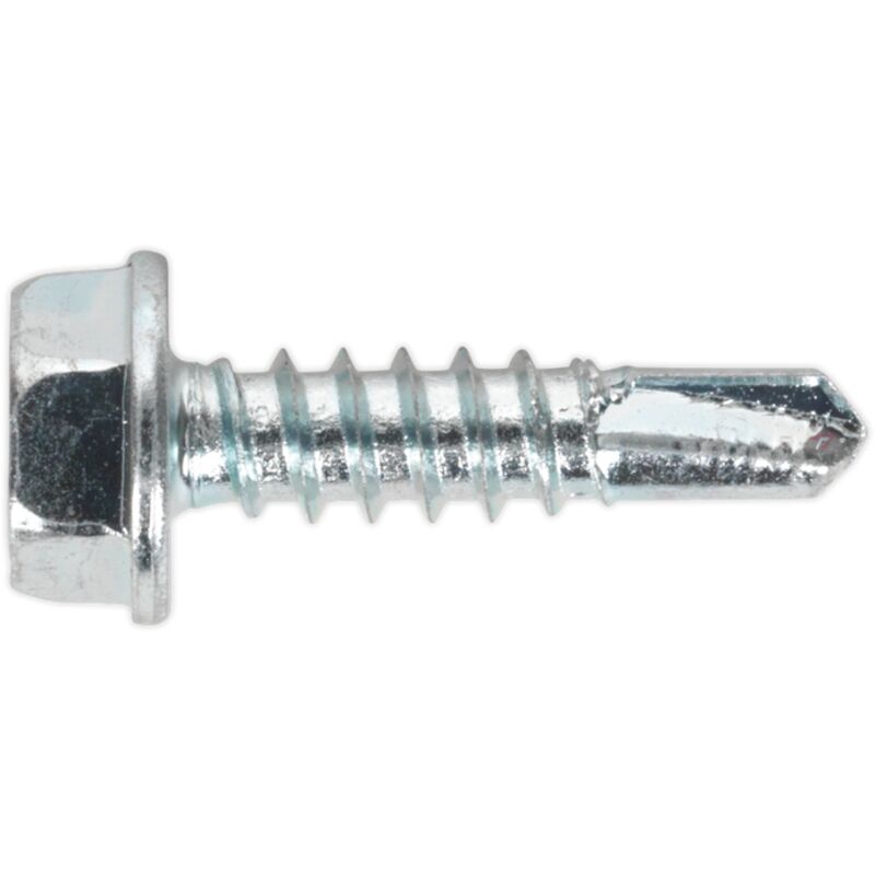 Sealey - Self-Drilling Screw 4.8 x 19mm Hex Head Zinc Pack of 100 SDHX4819