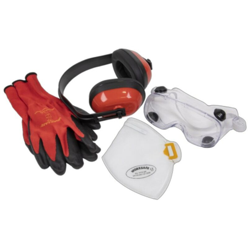 Sealey - Flexi Grip Gloves, FFP2 Mask, Goggles & Ear Defenders