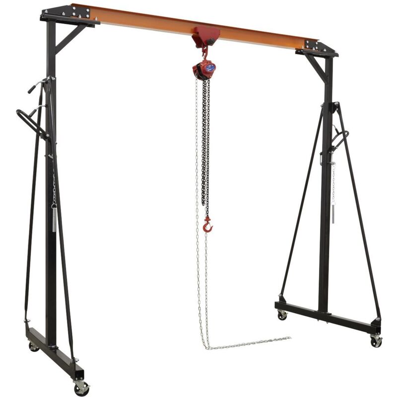 SG500KIT Portable Lifting Adjustable Gantry Crane 0.5 Tonne & Hoist Combo - Sealey