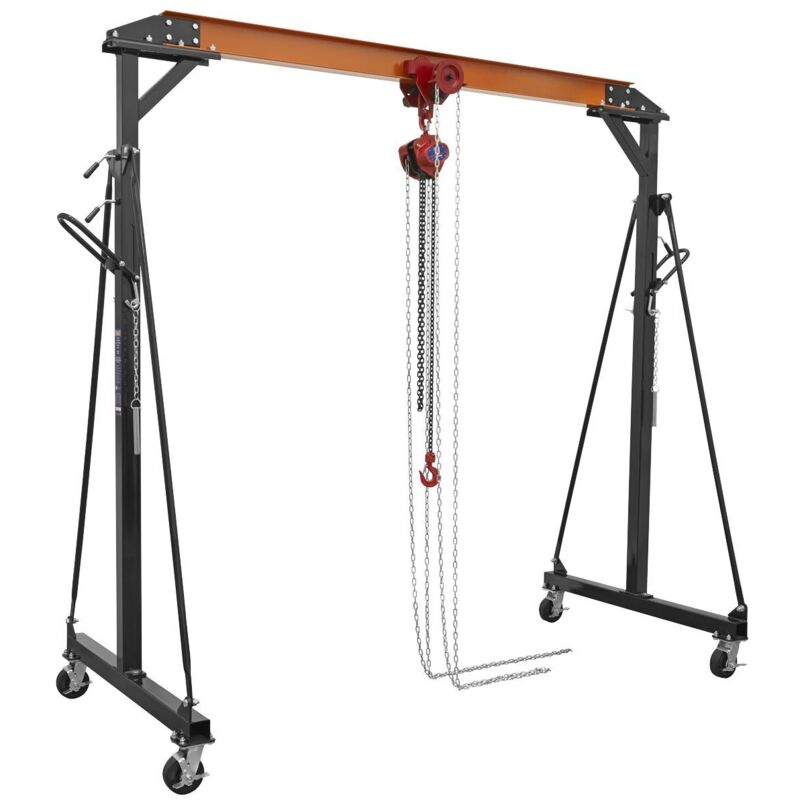 Sealey - SG1000KITG Portable Adjustable Gantry Crane with Geared Trolley Combo 1 Tonne